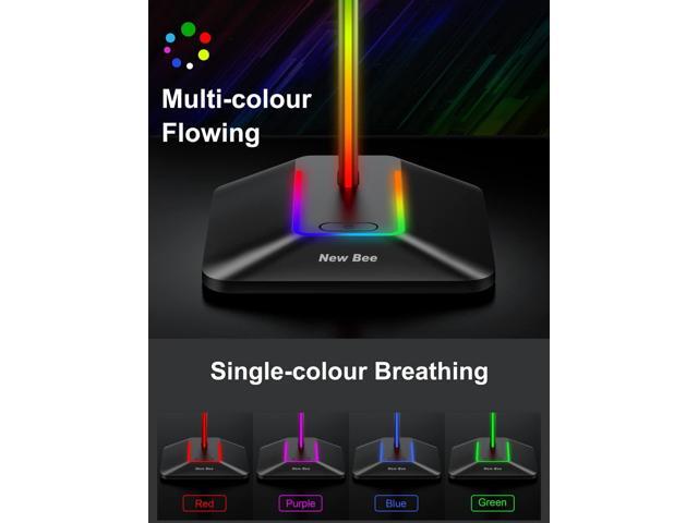 New bee RGB Headphone Stand with 1 USB-C Charging Port and 1 USB Charging Port, Desk Gaming Headset Stand with 7 Light Modes for All Earphone...
