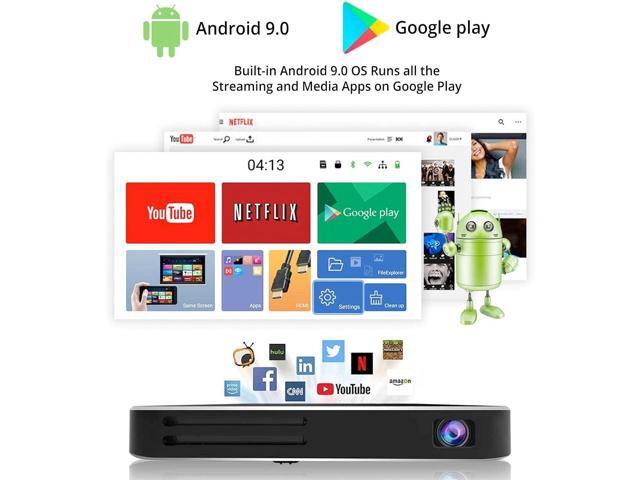 AKASO WT50 Mini Pocket Pico Projector, 1080P HD Video DLP Portable Projector with Android System, WIFi, Wireless Screen Sharing, Trackpad Design,...