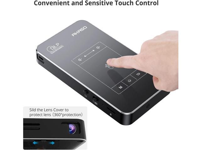 AKASO WT50 Mini Pocket Pico Projector, 1080P HD Video DLP Portable Projector with Android System, WIFi, Wireless Screen Sharing, Trackpad Design,...