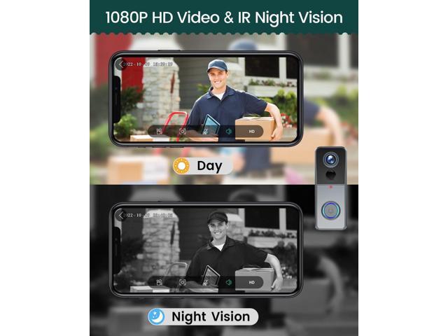Video Doorbell Camera Wireless, EUKI Smart WiFi Door Bell Ringer Wireless with Camera, Voice Changer, Motion Detector, 1080P HD, Night Vision,...