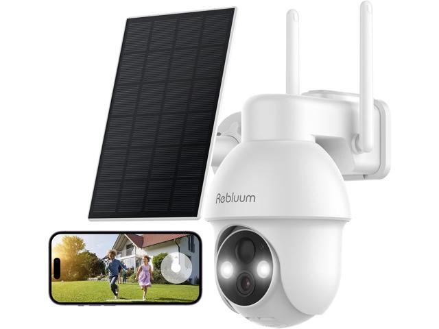 Security Camera Wireless Outdoor, 2K Solar Security Camera,Battery Powered 360°PTZ Security Camera,Color Night Vision,PIR Motion Detection,2-Way...