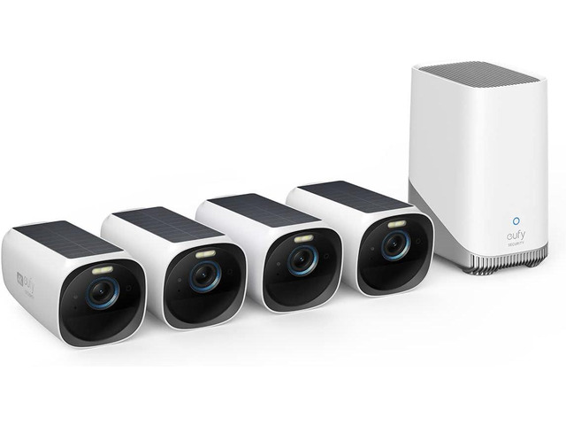 Security Cam S330 (Cam 3) 4-Cam Kit, Security Camera Outdoor Wireless, 4K with Integrated Solar Panel, Face Recognition AI, Expandable Local...