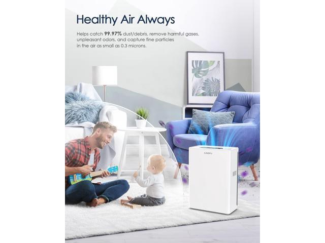 Air Purifiers for Home Large Room up to 1740sq. ft, H13 True Hepa Air Purifiers for Pets Hair, Dander, Smoke, Pollen, 3 Fan Speeds, 5 Timer Air Cleaner