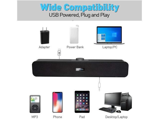 VOTNTUT Computer Speakers,Wired USB Desktop Speaker,Stereo USB Powered Mini Sound Bar Speaker for PC Tablets Desktop Laptop MP3 Mac Air/Pro((USB-C...