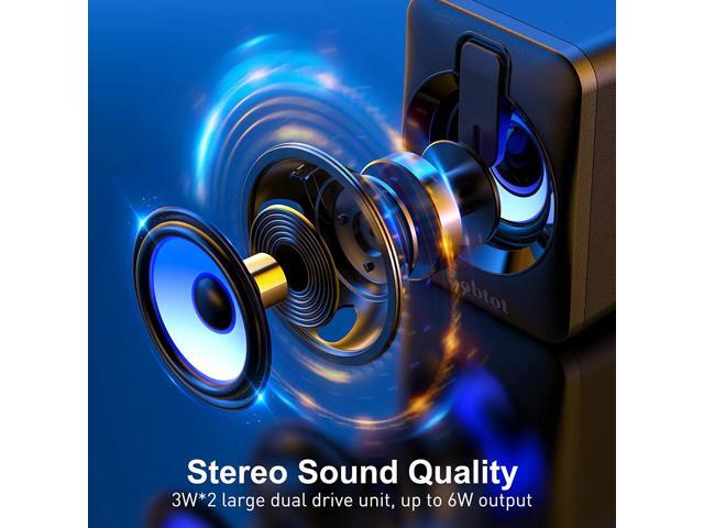 Computer Speaker USB Powered Speaker Portable Mini Bluetooth Subwoofer with RGB Lights Volume Control 3.5mm AUX-in HiFi Stereo Sound Desk Audio...