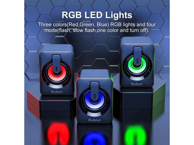 Computer Speaker USB Powered Speaker Portable Mini Bluetooth Subwoofer with RGB Lights Volume Control 3.5mm AUX-in HiFi Stereo Sound Desk Audio...