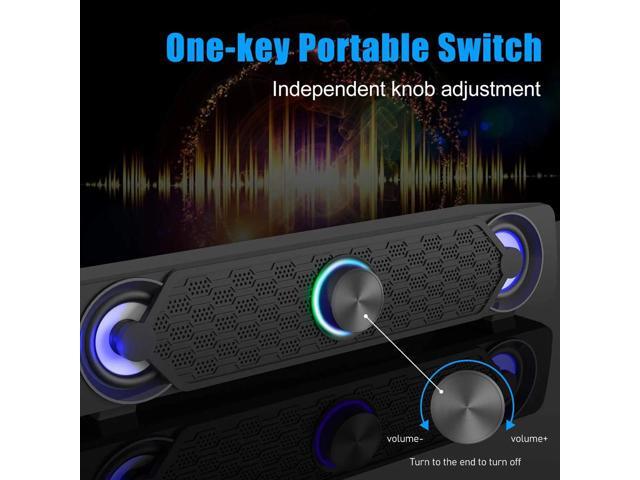 Smalody Computer Speakers, PC Speaker Mini Led Soundbar Cool Design Perfect for Monitor Gaming Laptop Desktop Notebook