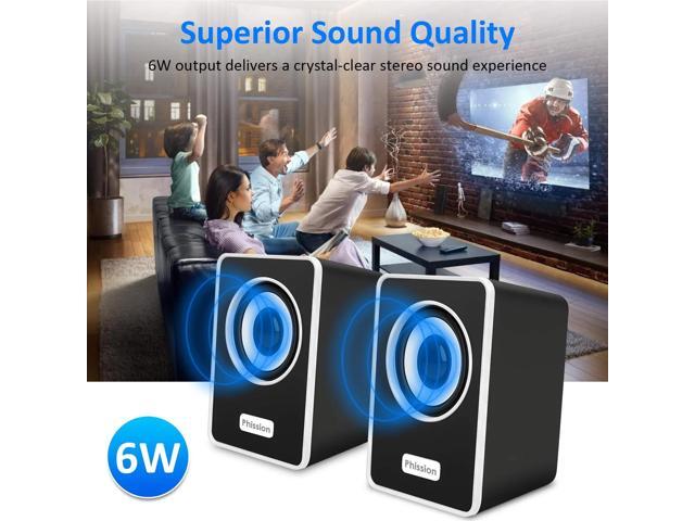 Computer Speakers, Phission Mini Speaker with Stereo Sound 6W USB Powered 3.5 mm AUX-in Portable Speaker for Computer, Laptop, Notebook, Desktop...