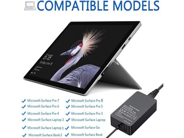 Surface Pro Laptop Charger 65W 15V 4A Power Supply for Microsoft Surface Pro 3/4/5/6/7/X Laptop 1/2/3 Go 1/2 & Book 1/2 with USB Port