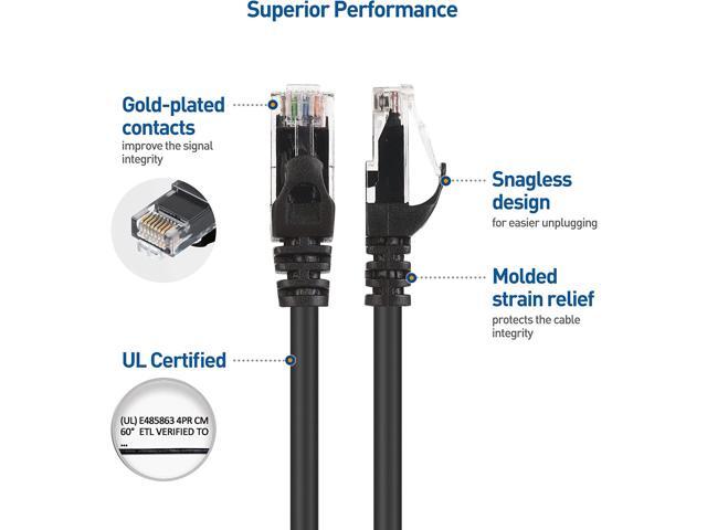 Cable Matters 10Gbps Snagless Long Cat 6 Ethernet Cable 50 ft (Cat 6 Cable, Cat6 Cable, Internet Cable, Network Cable) in Black