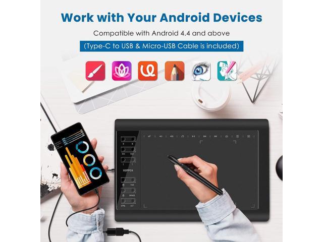 XOPPOX Graphics Drawing Tablet 10 x 6 Inch Large Active Area with 8192 Levels Battery-Free Pen and 12 Hot Keys, Compatible with PC/Mac/Android OS...