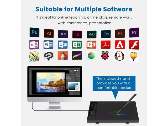 XOPPOX Graphics Drawing Tablet 10 x 6 Inch Large Active Area with 8192 Levels Battery-Free Pen and 12 Hot Keys, Compatible with PC/Mac/Android OS...