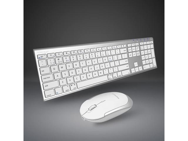 Macally Premium Bluetooth Keyboard and Mouse for Mac - Multi Device - Rechargeable Mac Wireless Keyboard and Mouse Combo (110 Keys) - Slim.