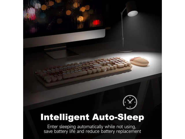 MOFII Wireless Keyboard and Mouse Combo,2.4GHz Retro Full-Size Keyboard with Number Pad and Cute Wireless Mouse for Computer PC Desktops Laptop...