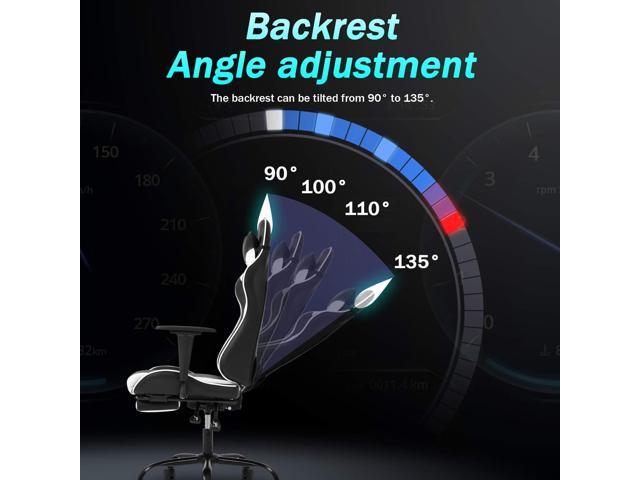 OffiClever Ergonomic Office Leather Adjustable and Swivel Reclining High Back Computer Chair with Lumbar Support and Headrest, White