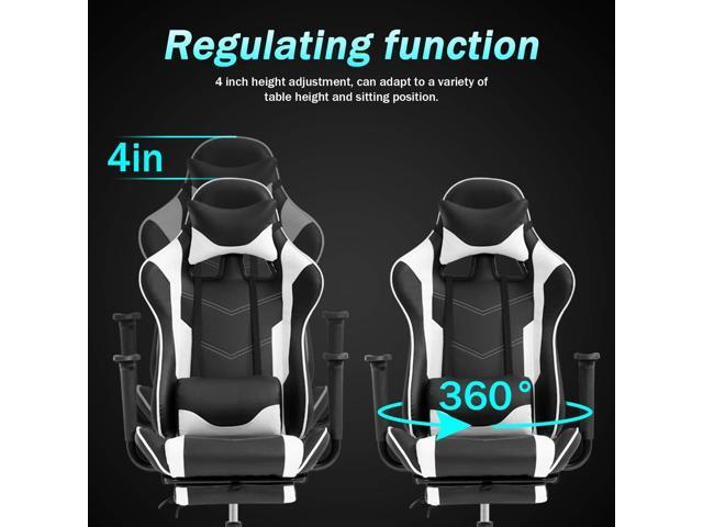 OffiClever Ergonomic Office Leather Adjustable and Swivel Reclining High Back Computer Chair with Lumbar Support and Headrest, White