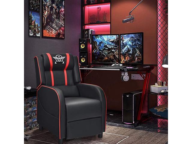 Giantex Gaming Recliner Chair, Adjustable Massage Gaming Chairs for Adults, Ergonomic Comfortable Lounge Leather Sofa w/Footrest, Remote Control &...