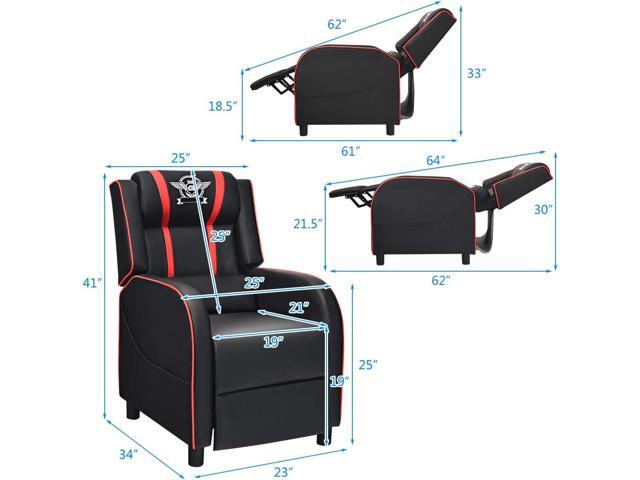Giantex Gaming Recliner Chair, Adjustable Massage Gaming Chairs for Adults, Ergonomic Comfortable Lounge Leather Sofa w/Footrest, Remote Control &...