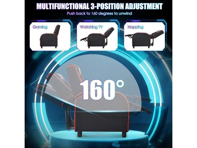 Giantex Gaming Recliner Chair, Adjustable Massage Gaming Chairs for Adults, Ergonomic Comfortable Lounge Leather Sofa w/Footrest, Remote Control &...