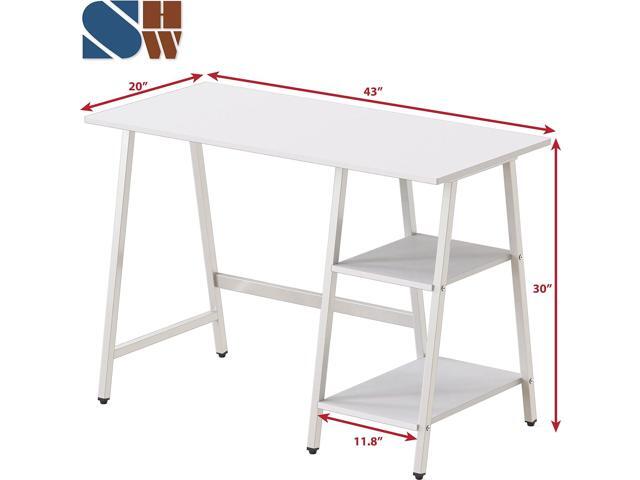 SHW Trestle Home Office Computer Desk, White
