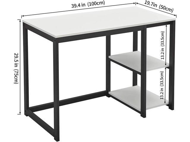 SINPAID Computer Desk 40 inches with 2-Tier Shelves Sturdy Home Office Desk with Large Storage Space Modern Gaming Desk Study Writing Laptop Table,...