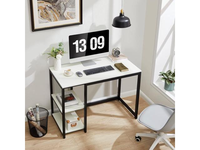 SINPAID Computer Desk 40 inches with 2-Tier Shelves Sturdy Home Office Desk with Large Storage Space Modern Gaming Desk Study Writing Laptop Table,...