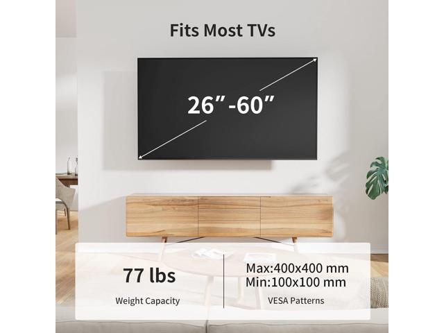 Pipishell Full Motion TV Wall Mount for Most 26-60 inch Flat & Curved TVs up to 77 lbs, Adjustable Bracket Height, Single Articulating Arm,...