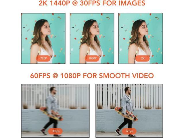 2K Webcam with Microphone, 1080P/60fps, 1440P/30fps, Dual Microphone with Privacy Cover, Wide-Angle USB FHD Web Computer Camera, Plug and Play, for...