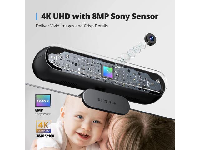 DEPSTECH 4K Webcam, DW40 Webcam with Microphone Autofocus HD Web Camera with Sony Sensor, Privacy Cover & Tripod, Plug and Play USB 8MP Camera...