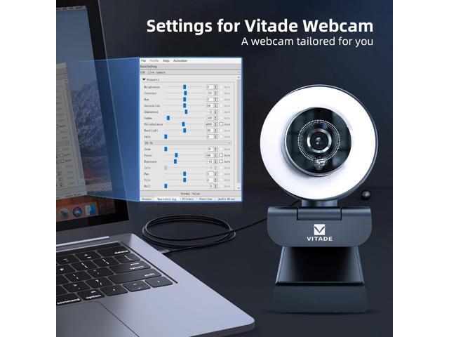 Streaming Webcam with Adjustable Ring Light, Full HD 1080P Webcam with Dual Microphones and Advanced Auto-Focus,Pro Web Camera for Online Learning,...