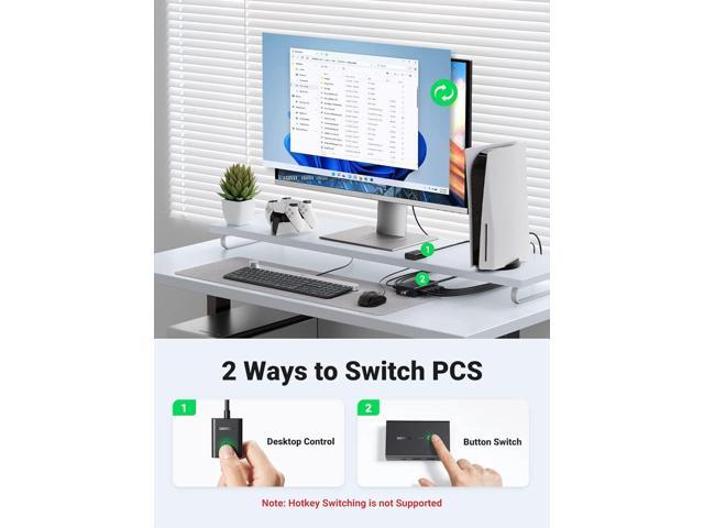 UGREEN KVM Switch, HDMI USB KVM Switcher with Desktop Control for 2 Computers Share Keyboard Mouse Printer and One HD 4K Monitor, Support 4K@60Hz...
