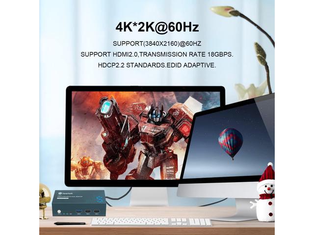 Steetek USB 3.0 Kvm Switch Dual Monitor HDMI 2 Port, Kvm Switch 4K@60Hz 2 Computers Share 2 Monitors and 1 Keyboard Mouse, HDMI Kvm Switch Dual...