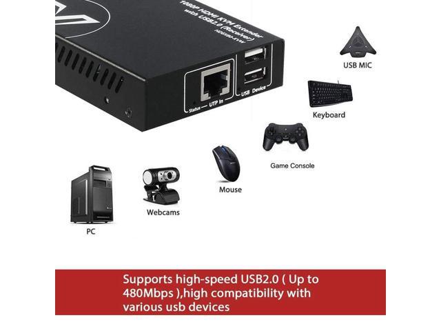 AV Access HDMI KVM USB Extender Over Cat5e/6/6a/7 260ft/80M, 2 USB 2.0 Ports, Zero-Latency, Plug and Play, PoE, No Driver, Supports All Operating...