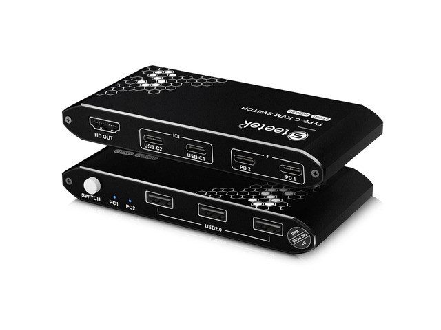 USB-C KVM Switch 2 PCs Share 1 Monitor, 4K@60Hz USB C KVM Switch 3 USB2.0, PD 3.0 KVM with 100W Power Delivery Option. 2 Channel Type C in 1 HDMI...