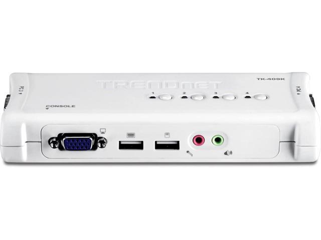 4-Port USB KVM Switch and Cable Kit With Audio, Manage 4 Computers, USB Switch, Windows, Linux, Auto-Scan, Plug And Play, Hot Pluggable, 2048 x...