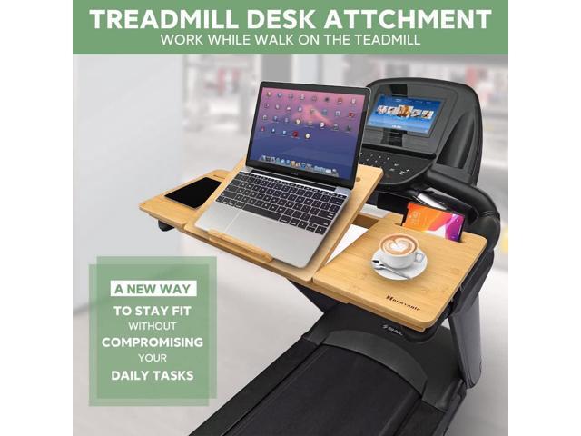 Nnewvante Treadmill Desk Attachment Bamboo Walking Laptop Stand Holder Workstation Adjustable Desktop Laptop Tray for Treadmill