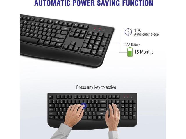 Wireless Keyboard, 2.4G Full-Sized Ergonomic Wireless Computer Keyboard with Wrist Rest for Windows, Mac OS Laptop/PC/Desktop/Notebook(Black)