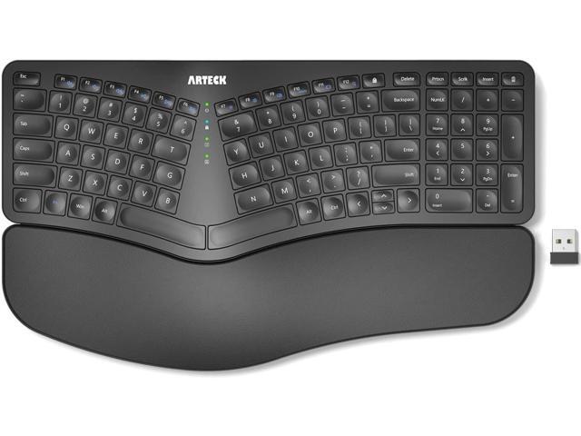 Arteck Split Ergonomic Keyboard with Cushioned Wrist and Palm Rest, 2.4G USB Wireless Comfortable Natural Ergonomic Split Keyboard, for Windows.