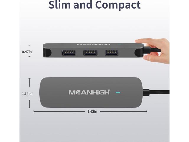 USB Hub, 4-Port Dongle with USB 3.0, USB 2.0, Multiple USB Port Expander for Laptop, MacBook, Surface Pro, XPS, PC, Flash Drive, Mobile HDD (USB-A)