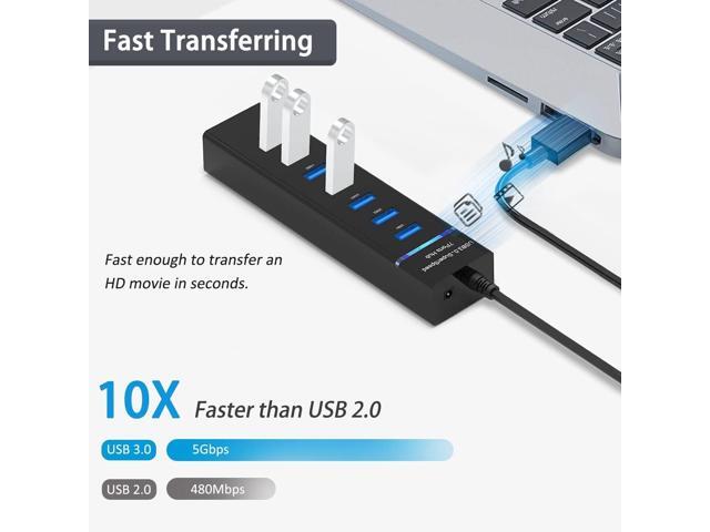 USB Hub 3.0, VIENON 7-Port USB Data Hub Splitter for Laptop, PC, MacBook, Mac Pro, Mac Mini, iMac, Surface Pro and More USB Devices