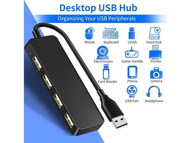 USB Hub, 4-Port Ultra Slim USB 2.0 Splitter Extender Expander for iMac Pro/MacBook Air/Mac Mini/Pro/Surface Pro/Notebook PC/Laptop/USB Flash...