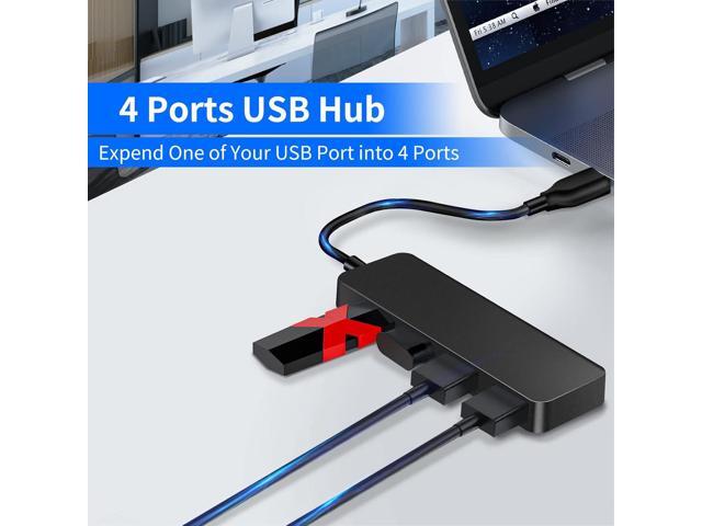 USB Hub, 4-Port Ultra Slim USB 2.0 Splitter Extender Expander for iMac Pro/MacBook Air/Mac Mini/Pro/Surface Pro/Notebook PC/Laptop/USB Flash...