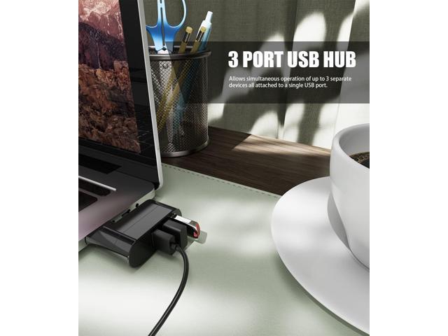 USB Port Splitter,3 Port USB 2.0 hub Dock [90°/180° Degree Rotatable] for for Windows Laptop, Xbox, Wii,PS3, PC, MAC, Mac Book, Tablet, Tab - Black