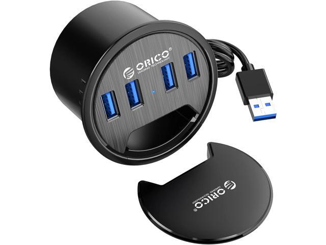 ORICO Desk Grommet, 4 Port USB 3.0 Hub, 5Gbps Data Transmission with 4.9ft Cord for Diameter 2.36' or 60MM Hole, Office Accessories, for PC, Flash...