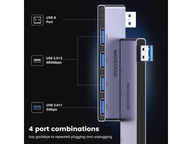 USB Hub for Laptop,MOGOOD USB Hub 3.0 USB Splitter Ultra-Slim Data USB Hub [Charging Not Supported] Multi USB Port Expander USB Adapter Station for...