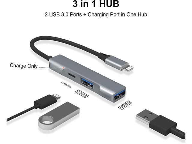 [Apple MFi Certified] Lightning to USB Hub, 2-in-1 USB OTG Hub with 2 USB 3.0 Port and Fast Charging Port for iPhone/iPad Compatible with USB...