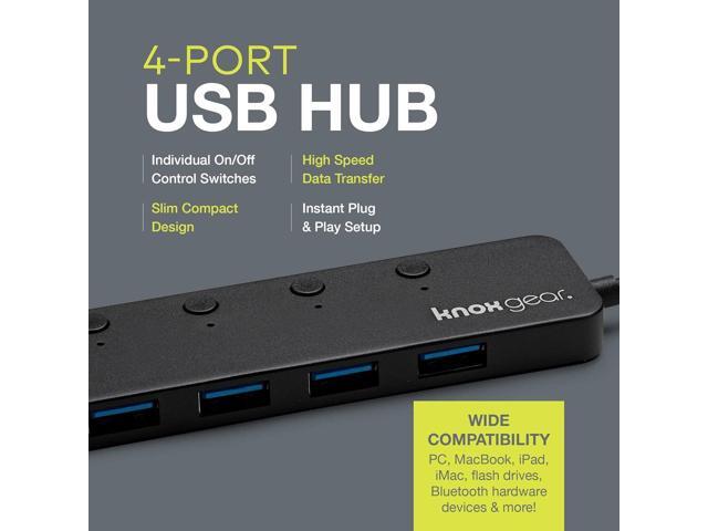 Knox Gear USB 3.0 Hub - 4 Port USB Hub 3.0 - Powered USB Hub for Mac Laptop, PC, PS4, Xbox, TV - Multiple USB 3 Hub for Desktop - Multi USB Port...