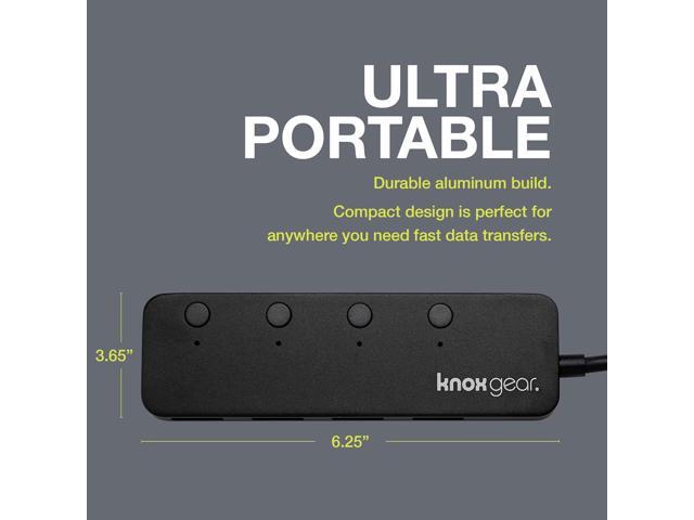Knox Gear USB 3.0 Hub - 4 Port USB Hub 3.0 - Powered USB Hub for Mac Laptop, PC, PS4, Xbox, TV - Multiple USB 3 Hub for Desktop - Multi USB Port...