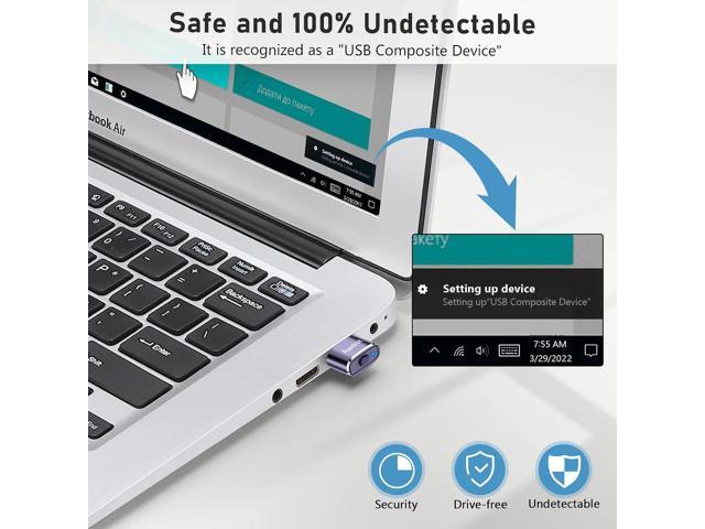 Auedrot USB Mouse Mover with Switch Button, Automatic Mouse Jiggler with 2 Modes, Keep Computer/Laptop Awake - Purple