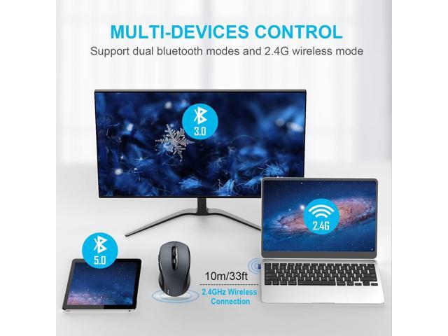 TECKNET Bluetooth Wireless Mouse, 3 Modes Bluetooth 5.0 & 3.0 Mouse 2.4G Wireless Portable Optical Mouse with USB Nano Receiver, 2400 DPI for...